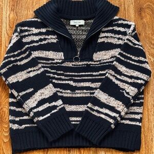 John + Jenn Black and Cream Striped Turtleneck Sweater